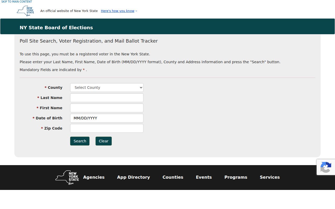 Grand Island residents directory view of New York voter lookup fields