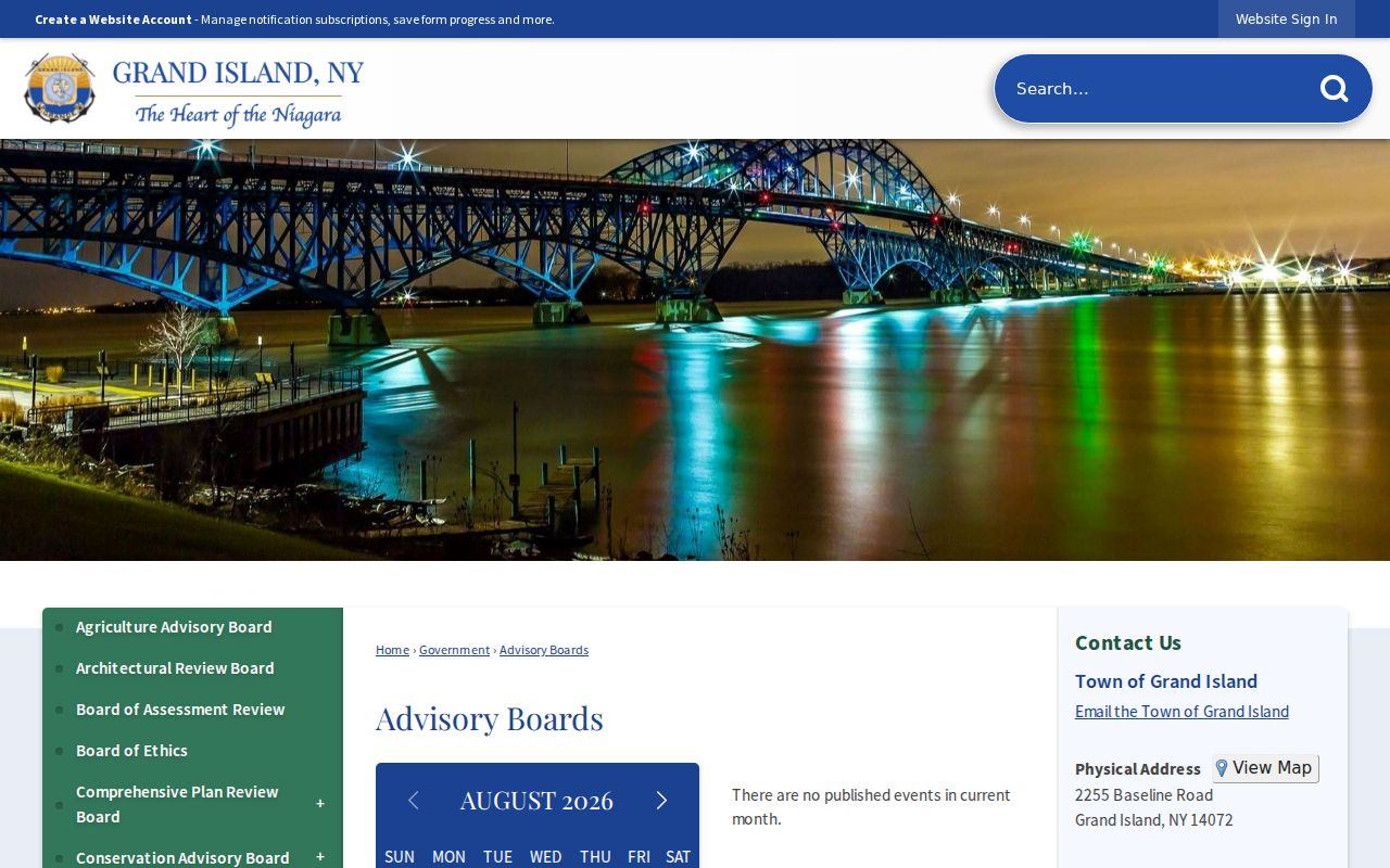 Grand Island neighbors civic context from the Town Advisory Boards page