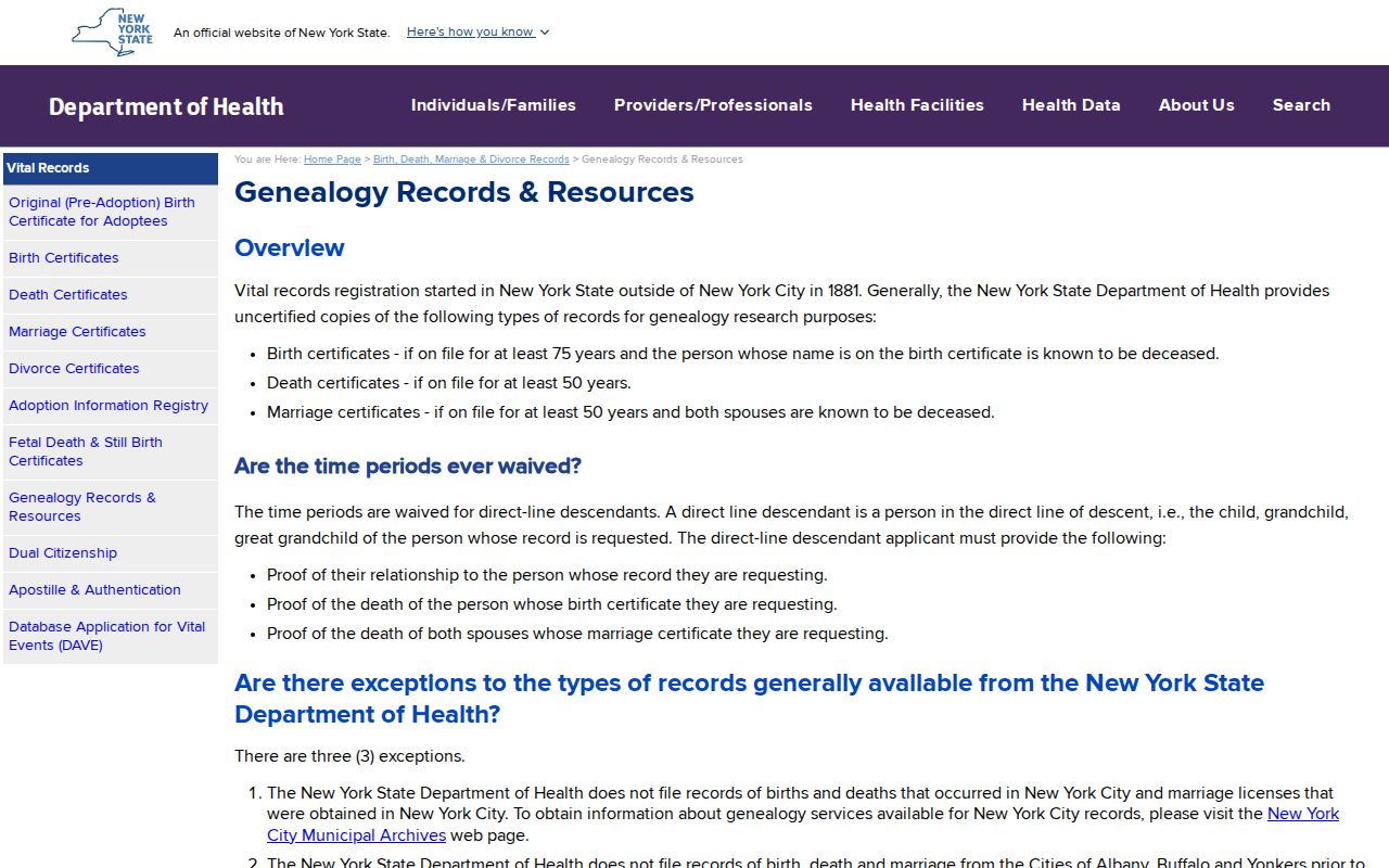 Grand Island resident lookup guidance from New York vital records genealogy service