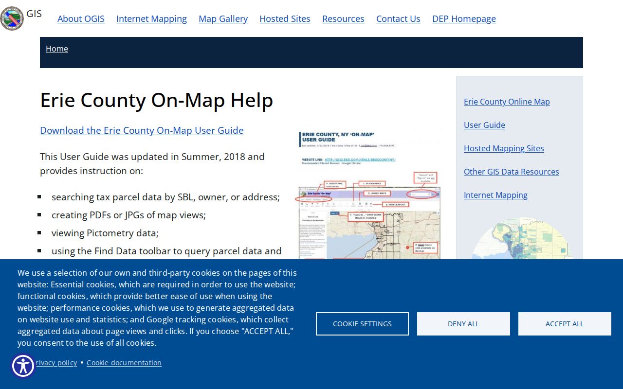 Grand Island ZIP directory Erie GIS parcel map help
