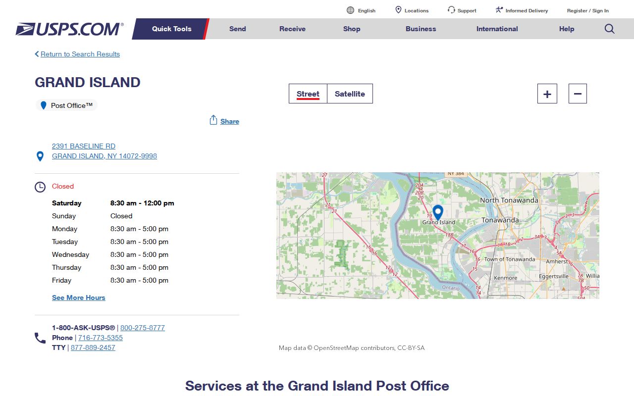 Grand Island ZIP directory USPS post office details